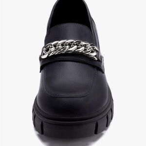 Woman’s Chunky Platform Loafers with Chain Detail